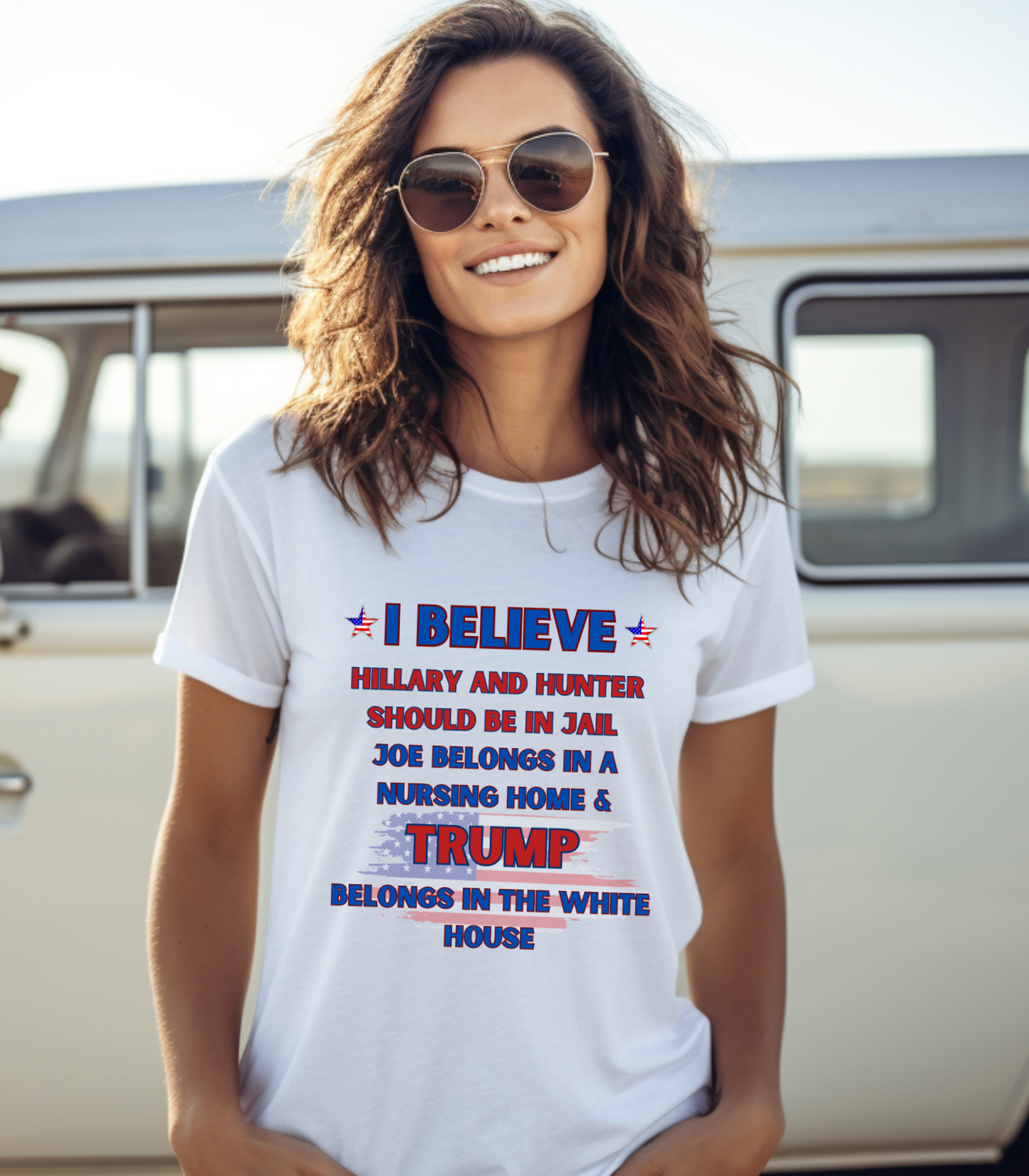 Joe in a nursing home Trump in the White House Bella + Canvas 3001 Unisex T-Shirt Front Print Black or White