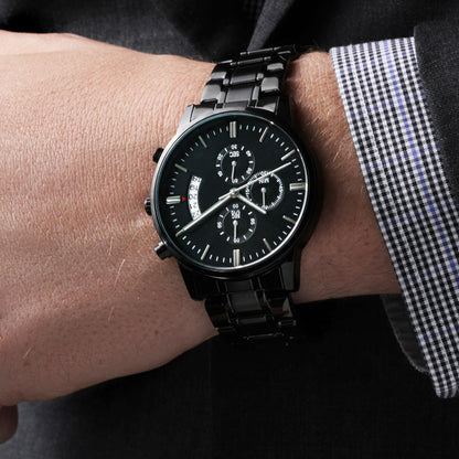 Personalized Black Chronograph Watch For Men