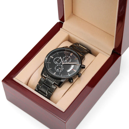 Personalized Black Chronograph Watch For Men