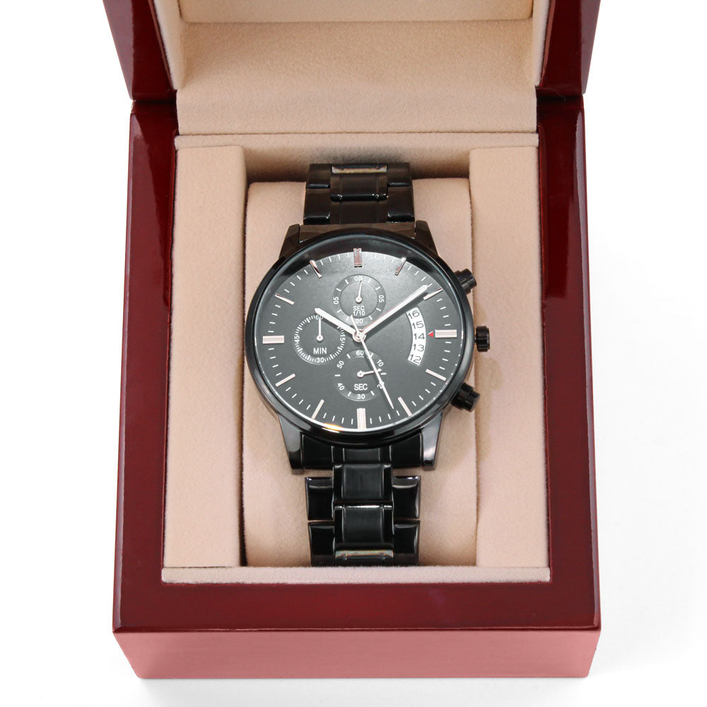 Personalized Black Chronograph Watch For Men