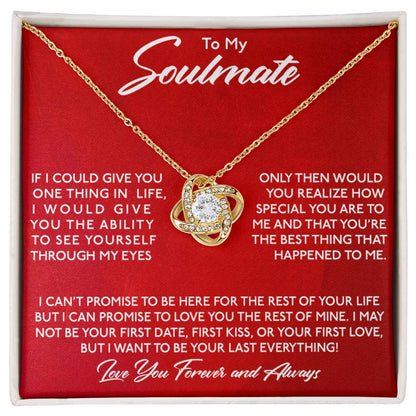 To My Soulmate I Will Love You For The Rest Of My Life - Love Knot Necklace (Yellow & White Gold Variants)