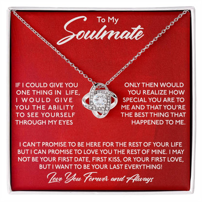 To My Soulmate I Will Love You For The Rest Of My Life - Love Knot Necklace (Yellow & White Gold Variants)