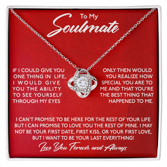 To My Soulmate I Will Love You For The Rest Of My Life - Love Knot Necklace (Yellow & White Gold Variants)