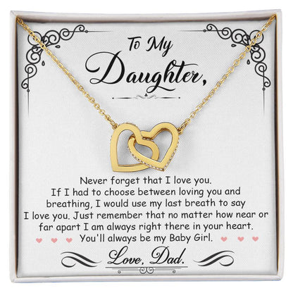 To My Daughter...My Last Breath - Interlocking Hearts Necklace