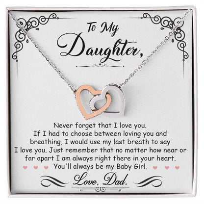 To My Daughter...My Last Breath - Interlocking Hearts Necklace