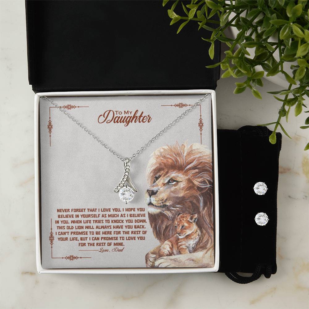 Daughter, I Will Always Have Your Back - Alluring Beauty Necklace & Cubic Zirconia Earring Set