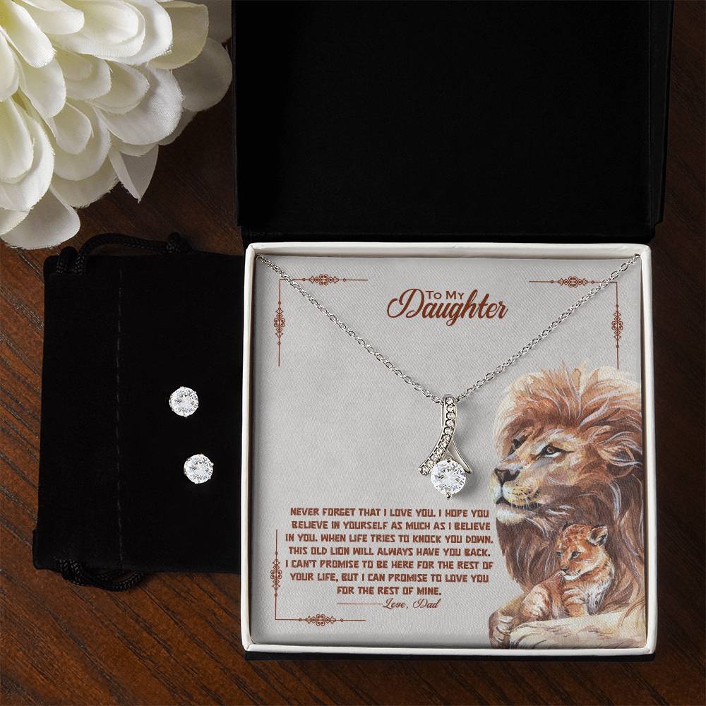 Daughter, I Will Always Have Your Back - Alluring Beauty Necklace & Cubic Zirconia Earring Set