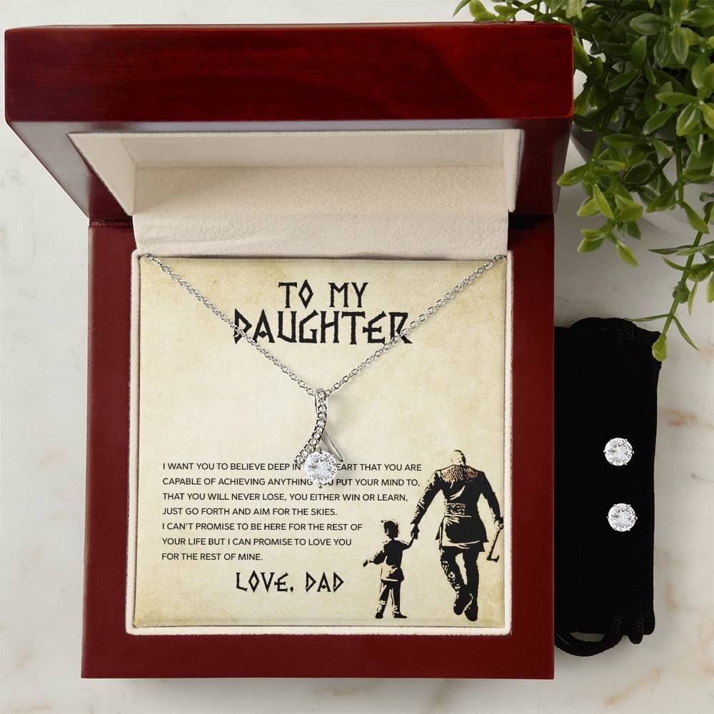 To My Daughter - Forever Love Necklace & Earrings Bundle