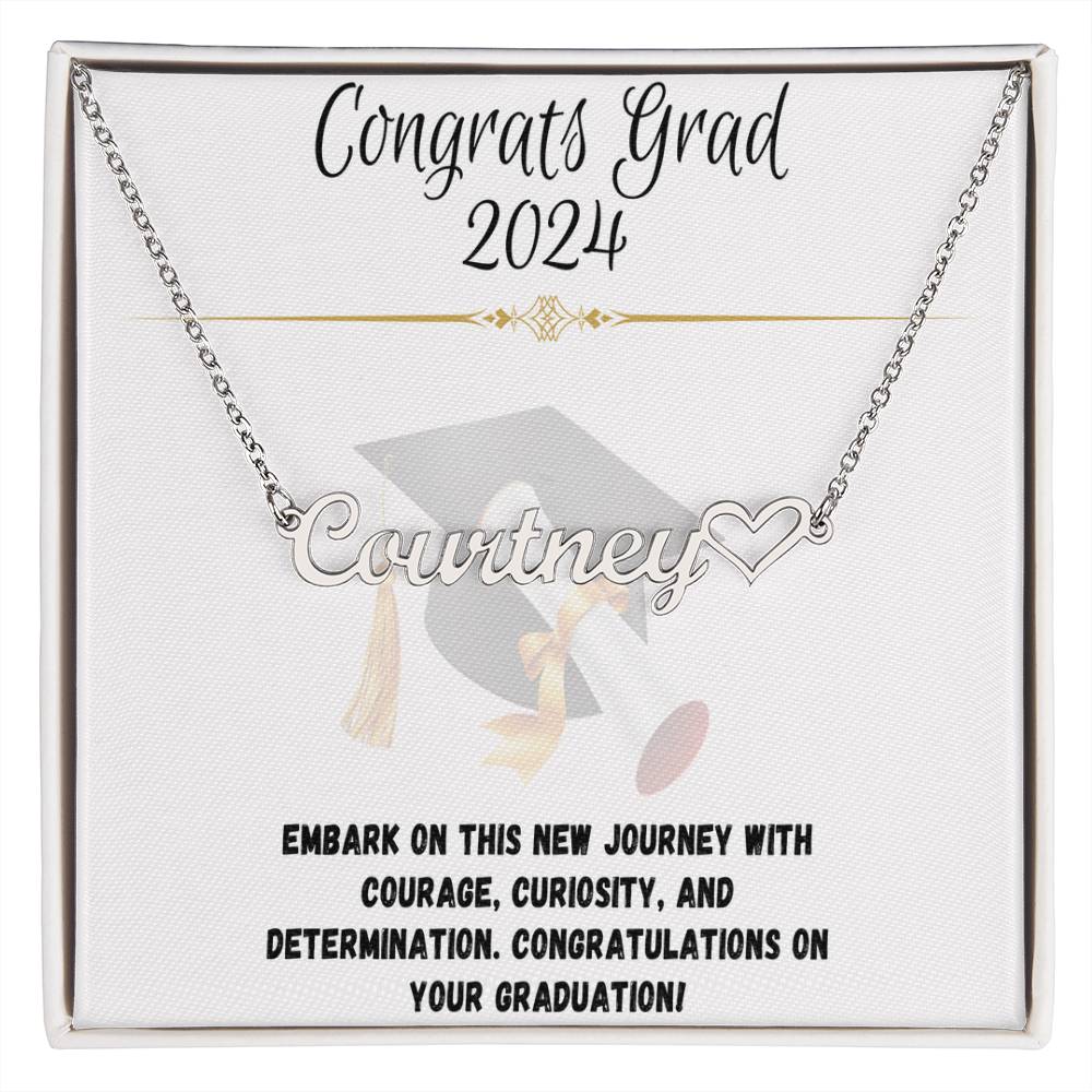 Journey Commemoration: Graduation Name Necklace Gift - Heart Name Necklace