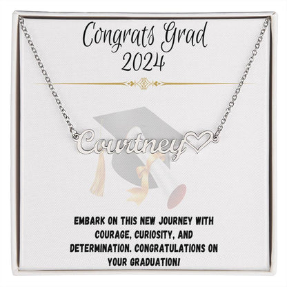 Journey Commemoration: Graduation Name Necklace Gift - Heart Name Necklace