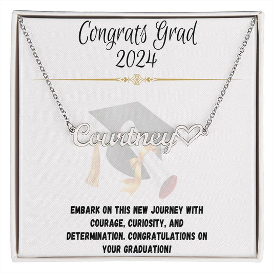 Journey Commemoration: Graduation Name Necklace Gift - Heart Name Necklace