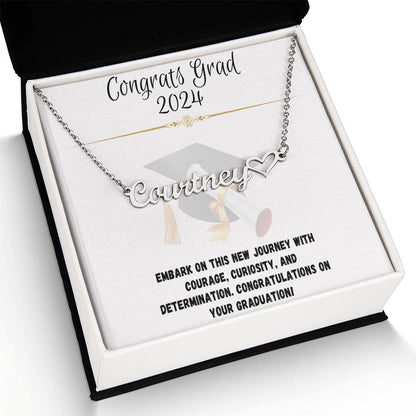 Journey Commemoration: Graduation Name Necklace Gift - Heart Name Necklace