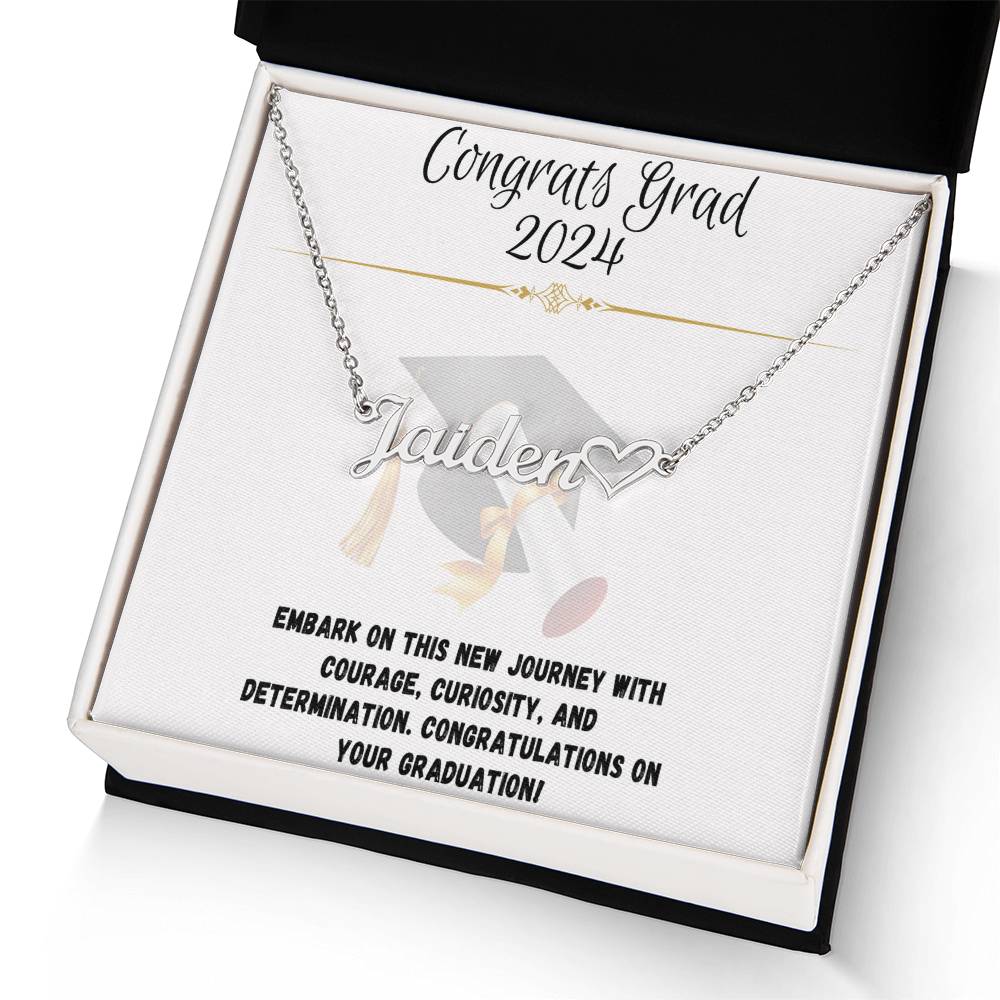 Journey Commemoration: Graduation Name Necklace Gift - Heart Name Necklace