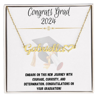 Journey Commemoration: Graduation Name Necklace Gift - Heart Name Necklace