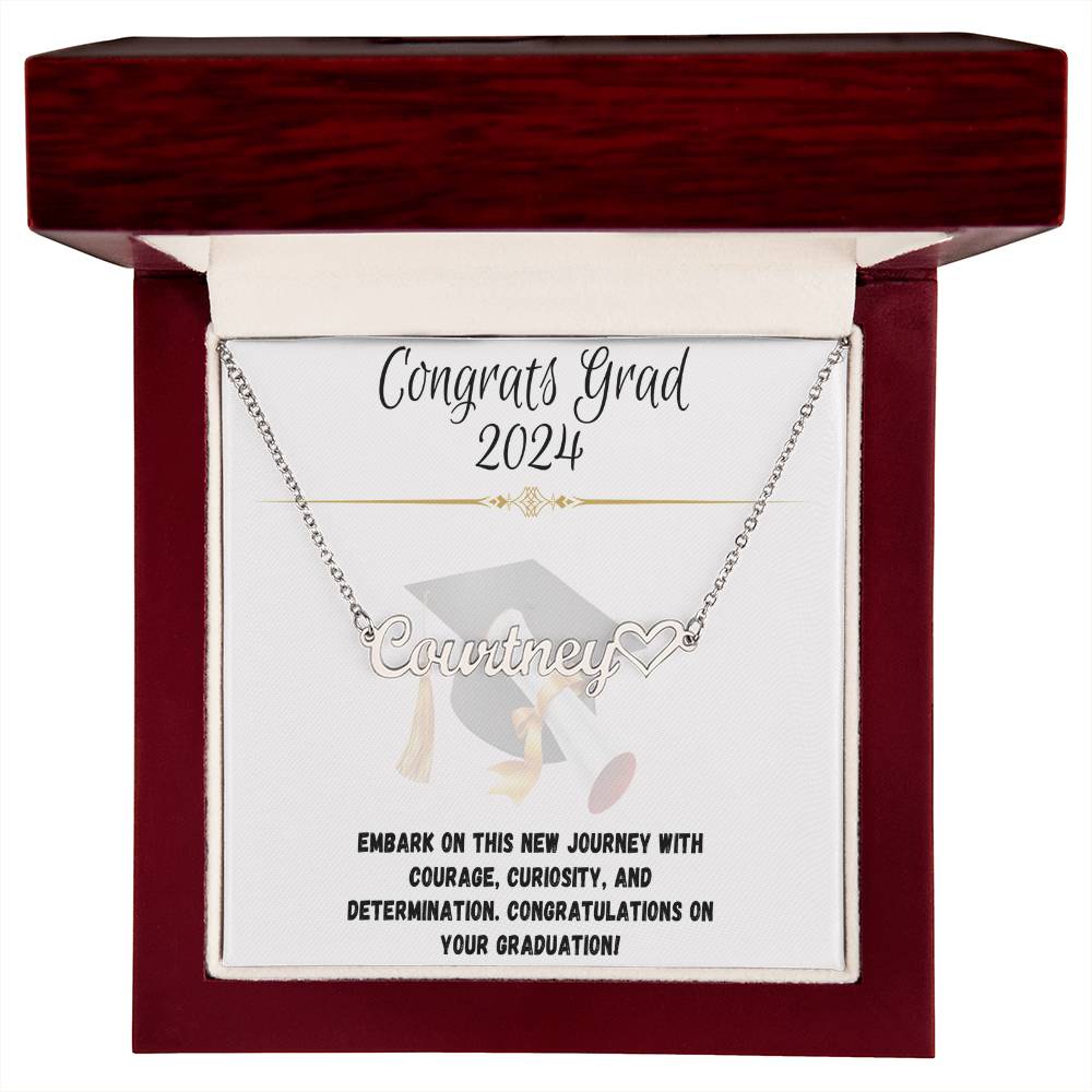 Journey Commemoration: Graduation Name Necklace Gift - Heart Name Necklace