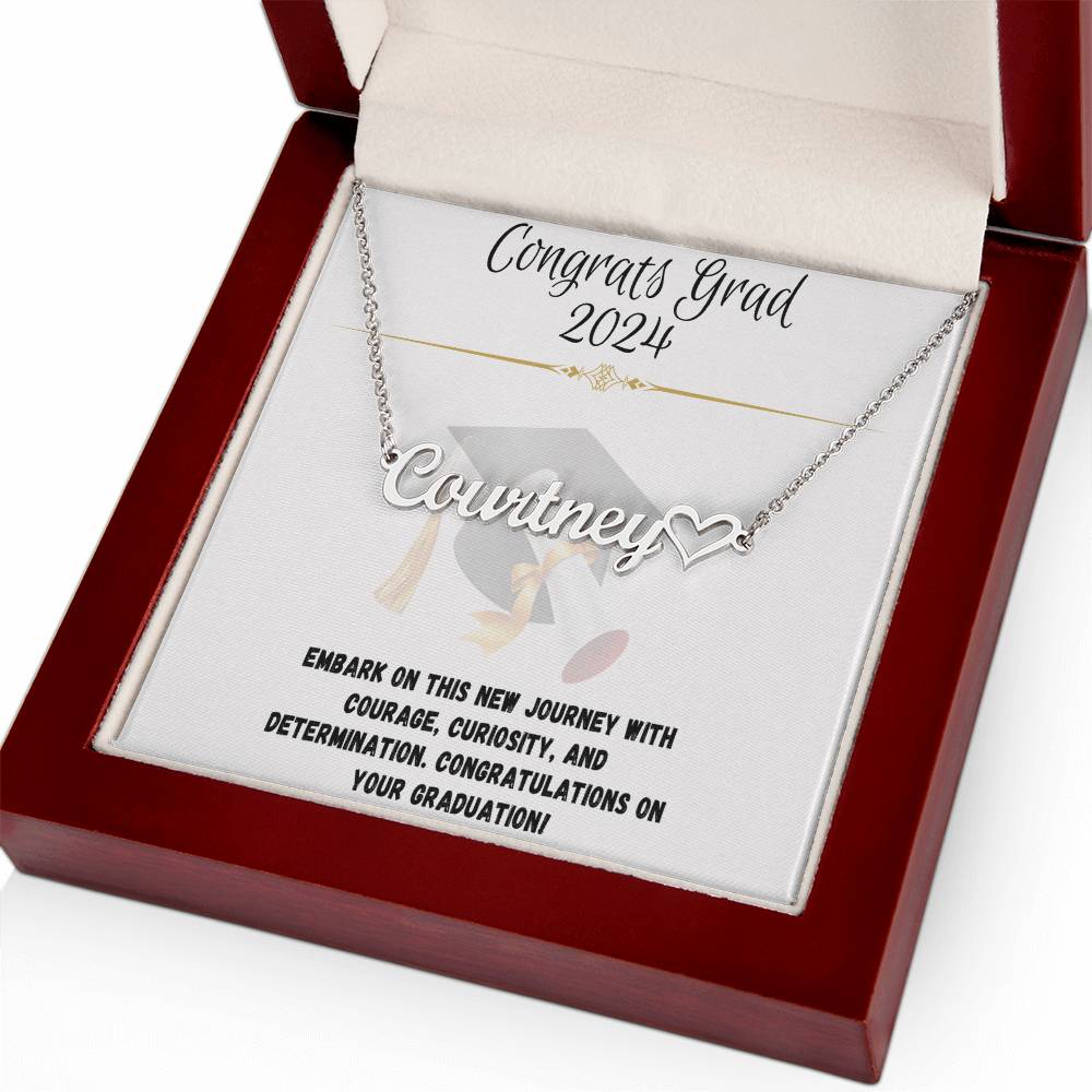 Journey Commemoration: Graduation Name Necklace Gift - Heart Name Necklace