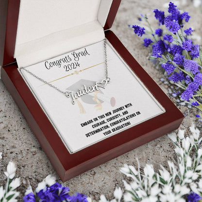 Journey Commemoration: Graduation Name Necklace Gift - Heart Name Necklace