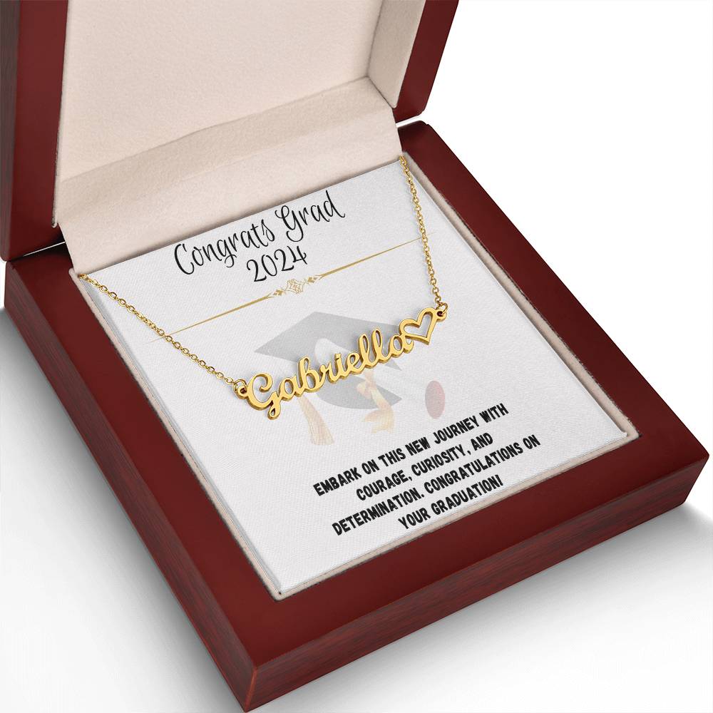 Journey Commemoration: Graduation Name Necklace Gift - Heart Name Necklace