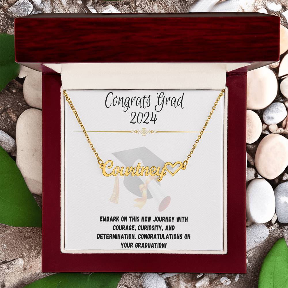 Journey Commemoration: Graduation Name Necklace Gift - Heart Name Necklace