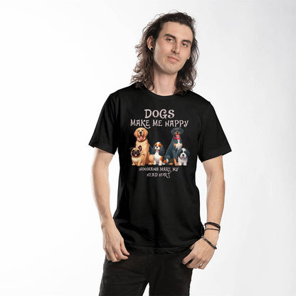 Dogs Make Me Happy - Black Tee