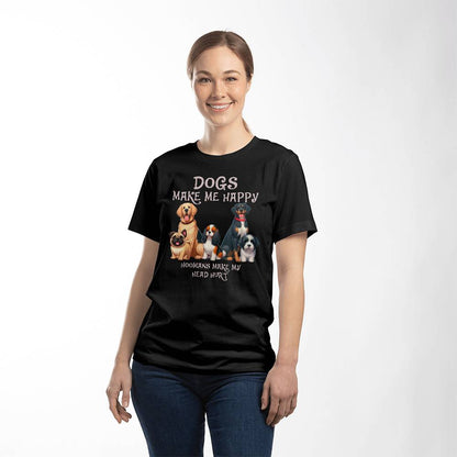 Dogs Make Me Happy - Black Tee