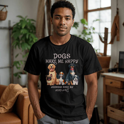 Dogs Make Me Happy - Black Tee