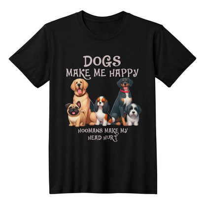 Dogs Make Me Happy - Black Tee